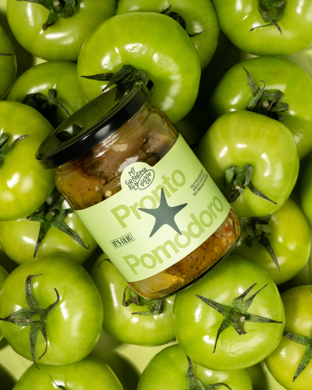 Pickled Green Tomatoes with It's Olio EVOO 520g